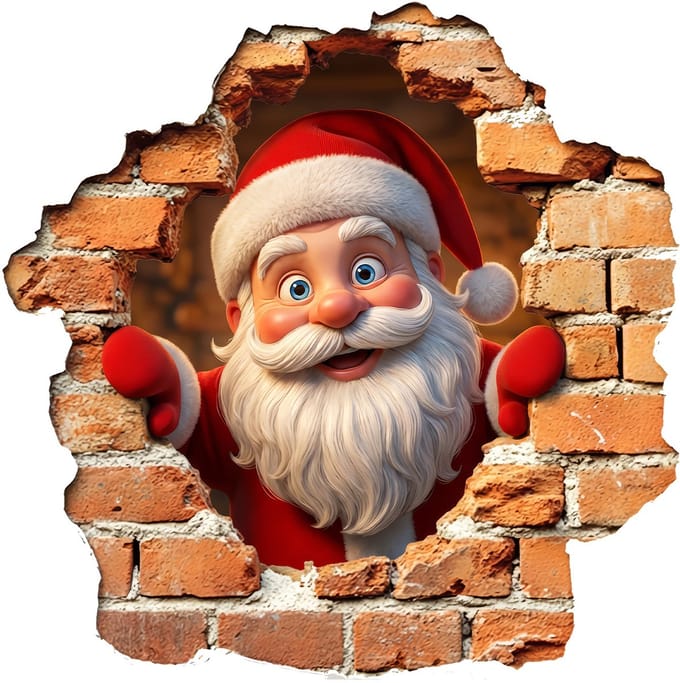Muursticker Kerstman 3D effect - 60cm x 60cm
