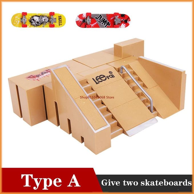 Vingerboard Skatepark Ramp Onderdelen voor Tech Practice Deck Kinder Cadeauset Vingerboard Speelgoed beige