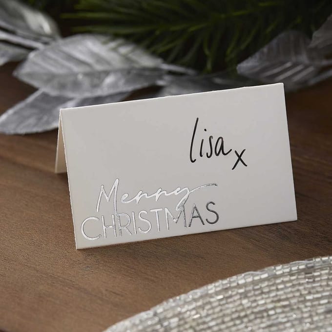 Ginger Ray - Ginger Ray - Silver – Plaatskaarten Merry Christmas (10 stuks)
