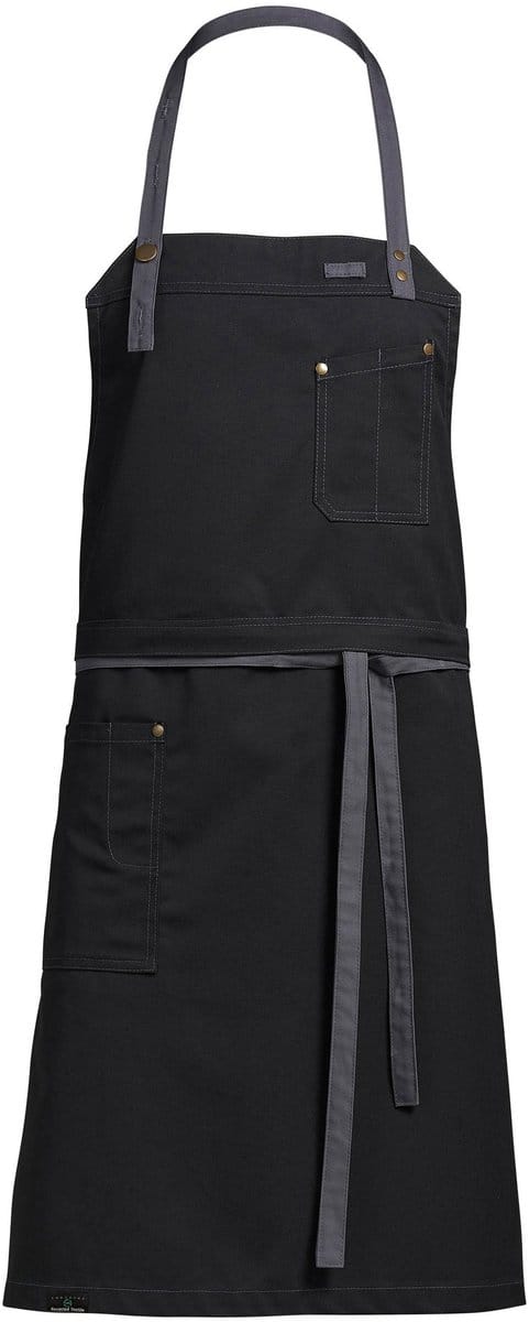 Kentaur Raw bib apron w. pockets 30360-152 - Black - UNI