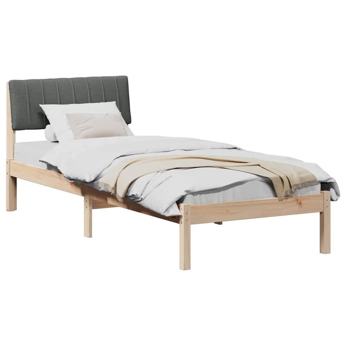 vidaXL - Bedframe - Bruin - en - donkergrijs - 75 - x - 190 - cm - Massief - grenenhout