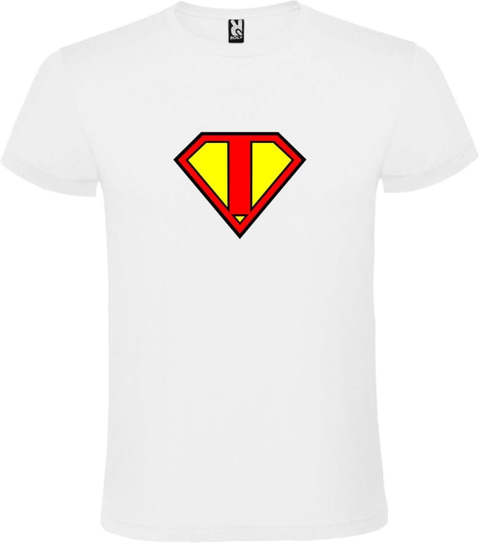 Wit T shirt met print van "letter I“ Superman “ Logo print Rood / Geel size M