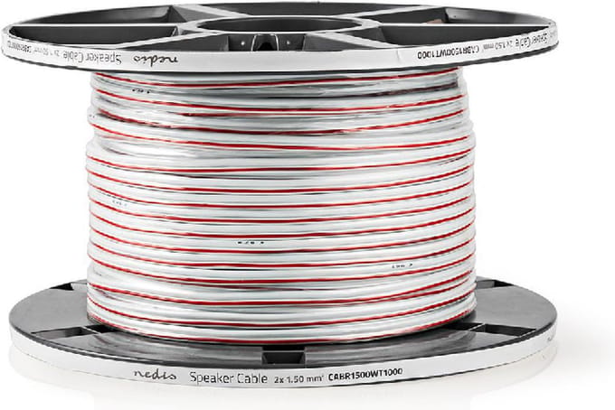 HQ-Power Luidsprekerkabel, OFC, 2 x 1.50 mm², 100 m, wit, perfect voor geluidsoverdracht