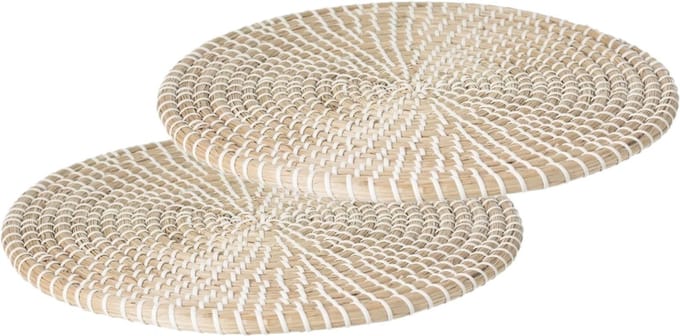 Secret de Gourmet Tafel Placemat - Set van 4x stuks - zeegras - wit - D35 cm - extra dik