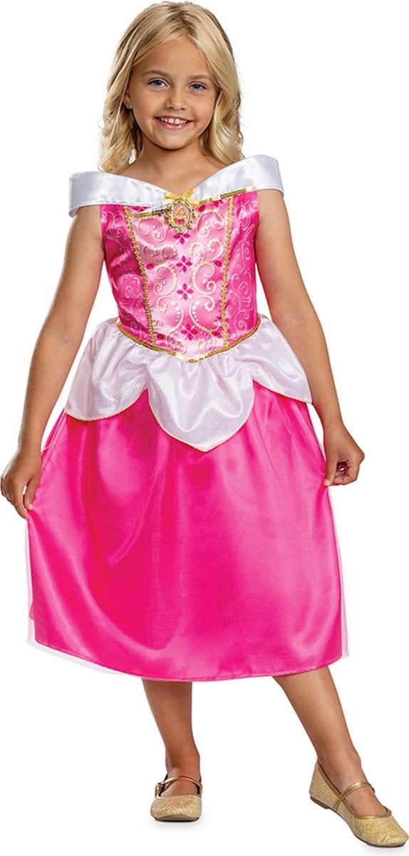 DISNEY Prinses - SLEEPING BEAUTY, Aurora jurk Classic, Maat S (5 - 6 jaar), Meisjes