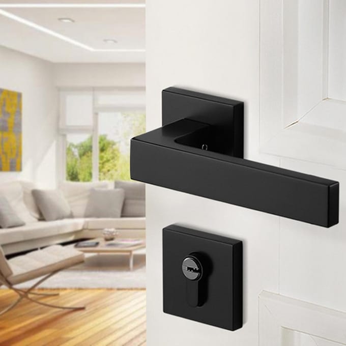 Verstelbare Eenvoudige Zwarte Cilinderhandgreepset Sleutelvergrendelende Deurklink Accessoire black
