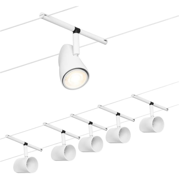 Paulmann Cup kabelsysteem basisset 5-lamps mat wit