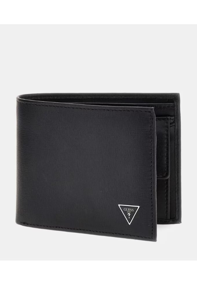 Guess Cert Saffiano Leather Heren Portemonnee - Zwart - One Size