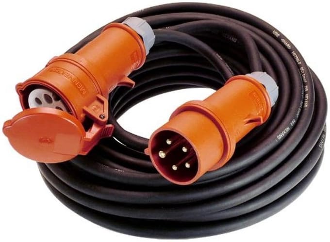 CEE Verlängerung 400V / 32A, 25m H07RN-F 5G6 mit Phasenwendestecker, IP44