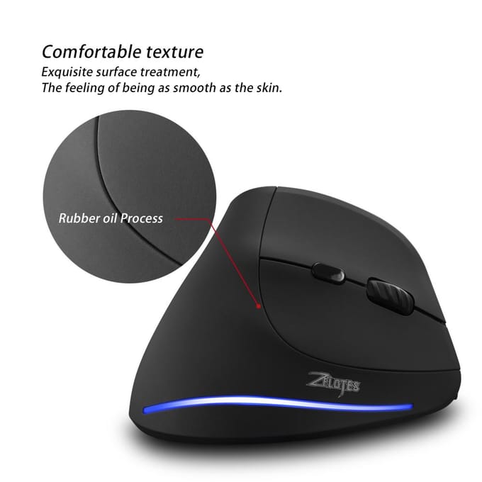 F-35 Verticale Muis Ergonomisch Oplaadbaar 2400 DPI Draagbare Gaming Muis zwart