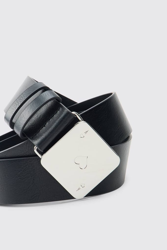 PU Riem Met Kaartgesp | Black | Size Medium