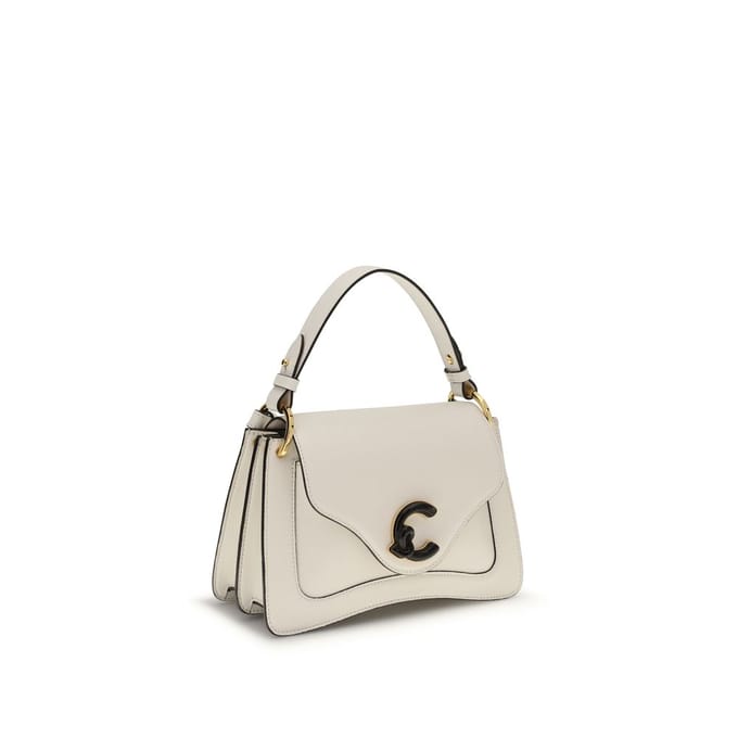 COCCINELLE Leren schoudertas handtas C-Me Calf & Marb Handbag Pearl crème