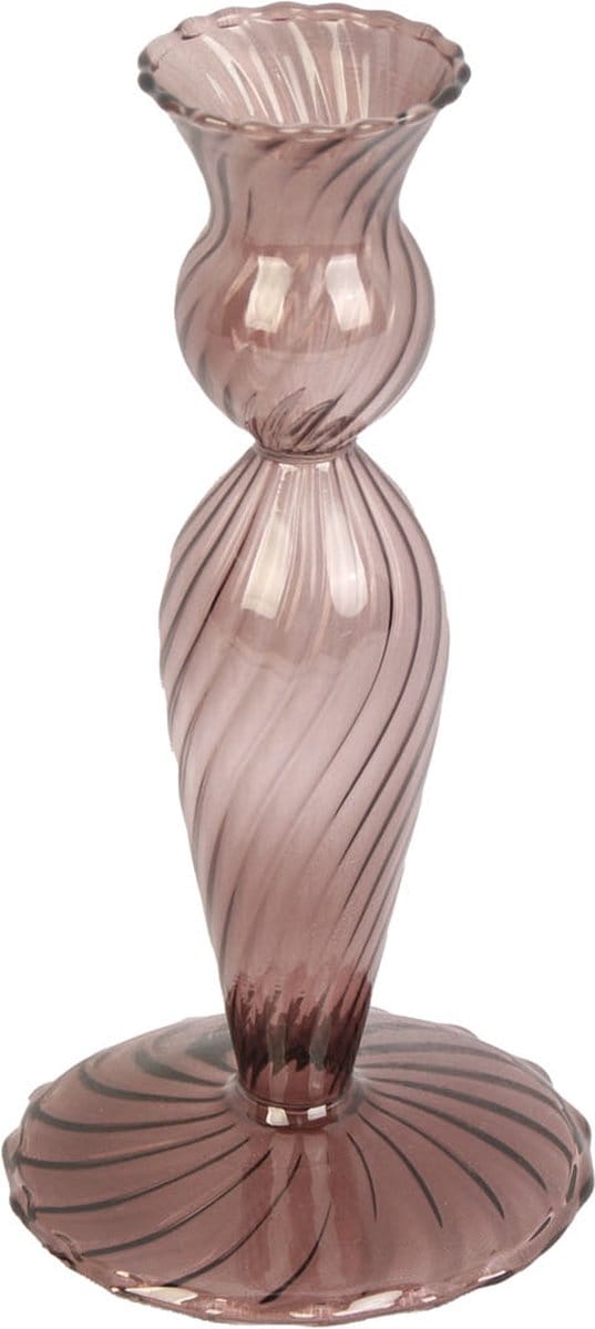 Kandelaar - Glas Swirl Donkerbruin Klein