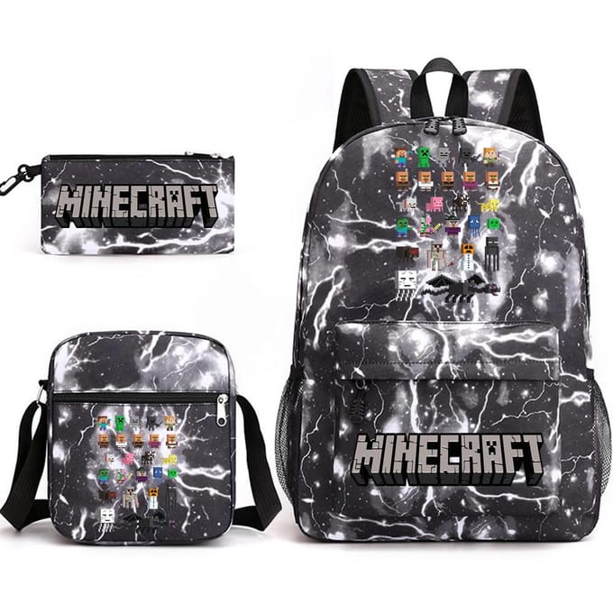 Minecraft Schooltas Game Merchandise Student Grote Capaciteit Print Drie Delige Schooltas Mannen En Vrouwen Three-piece set
