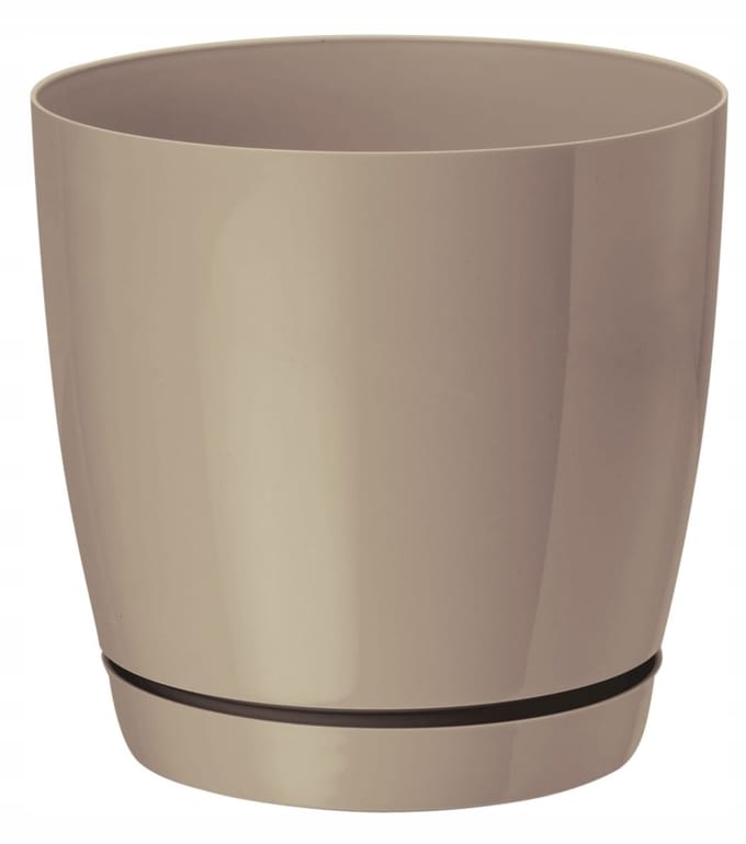 Toscana Pot Rond 11cm Cafe Latte met Schotel - Duurzaam Kunststof