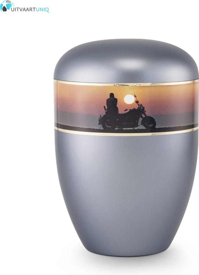 Eco urn grijs moterfiets - bio (biologisch afbreekbaar)