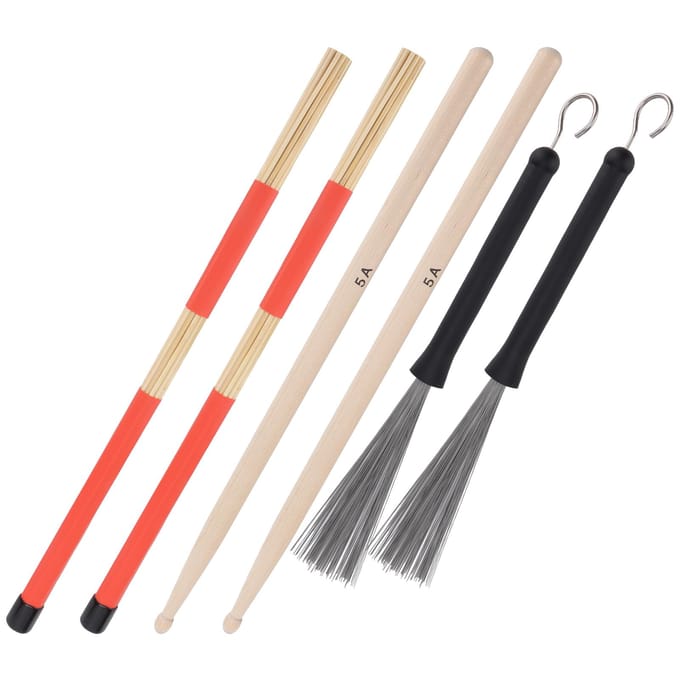 Drumstokken Set 5A Klassiek Ahorn Houten Instrument Accessoire met Intrekbare Borstels voor Jazz beige