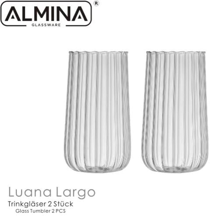 Almina Luana Largo - Luxe Glazen - Set van 2 stuks - 400ml - Glas