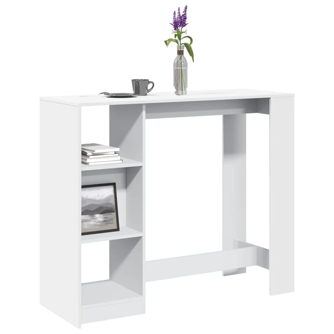 vidaXL - Bartafel - met - schap - 124x46x103,5 - cm - bewerkt - hout - wit