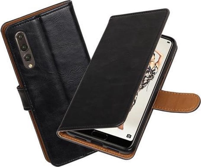 Zwart Pull-Up Wallet Case Hoesje voor Huawei P20 Pro