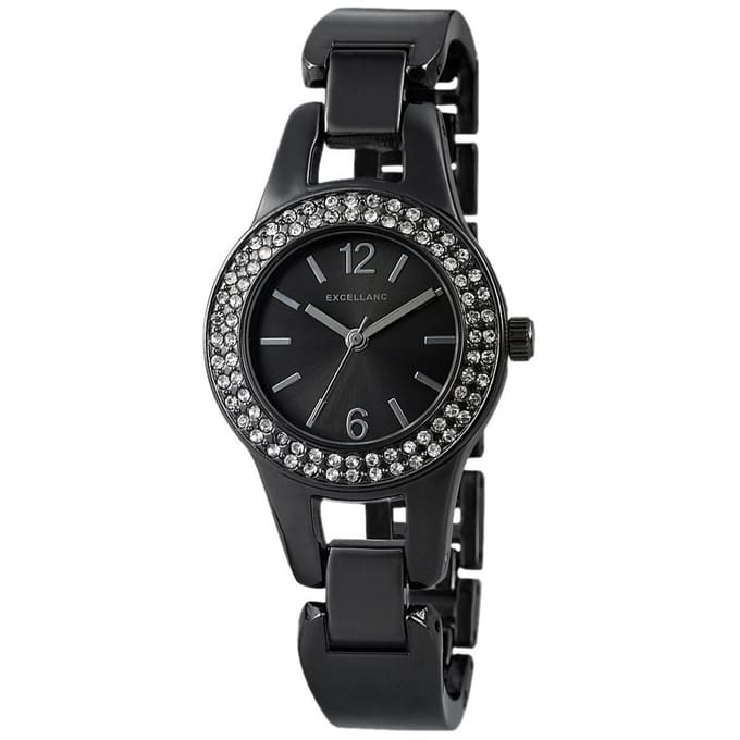 EXCELLANC Damenuhr Metall Crystal-Besatz