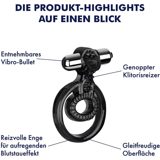 Penis- en testikelring met clitorisstimulator, 1,7 - 4,7 cm
