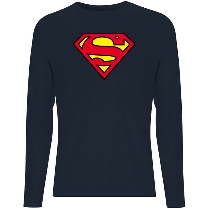 DC Official Superman Shield Unisex Long Sleeve T-Shirt - Navy - XL