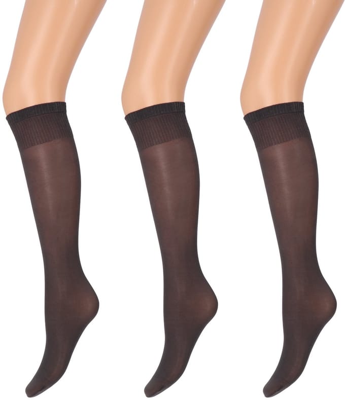 Marianne - Dames Kneehighs Shiny Panty - 35Den - 3-Pack - Maat One Size - Dark grey