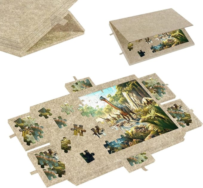 Puzzeltafel met laden - Puzzelbord inklapbaar - Puzzels sorteren - Inclusief 6 sorteerladen - 90 x 63 cm - Beige