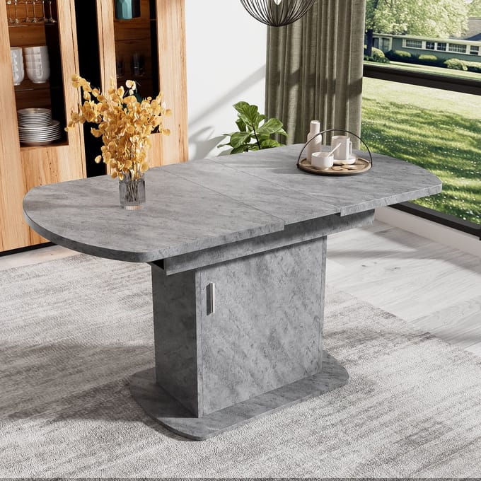 REDOM - Eettafel - Uitschuifbaar Met Opbergruimte - Modern - Spaanplaat - Grijs