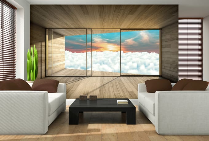 Window Sky Sunset Clouds Sun Photo Wallcovering