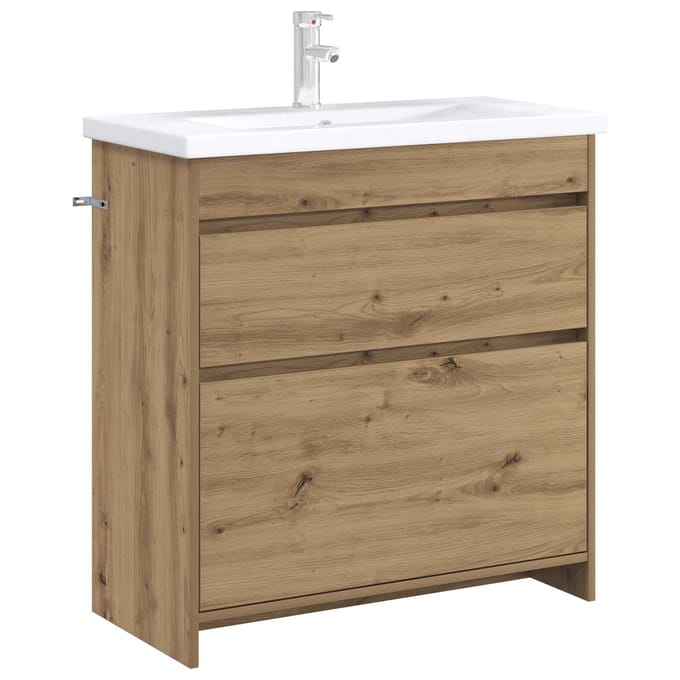vidaXL - Badkamer - Onder - Het - Wastafel - Kast - Artisanaal - eiken
