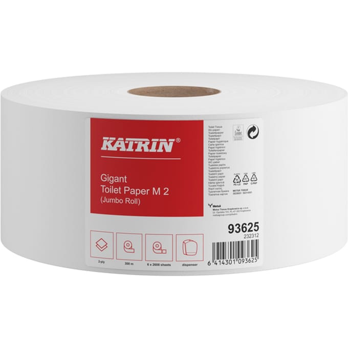 Toiletpapier Katrin Gigant M jumbo medium 2-laags 300m wit 93625