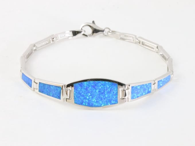 Hoogglans zilveren armband met Australische opaal