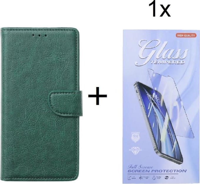 Bookcase Geschikt voor: iPhone 11 - Groen - portemonee hoesje met 1 stuk Glas Screen protector