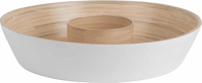 Present Time Schaal Puro Chip & Dip - Wit - Ø30cm - Bamboe - Scandinavisch - Woonkamer