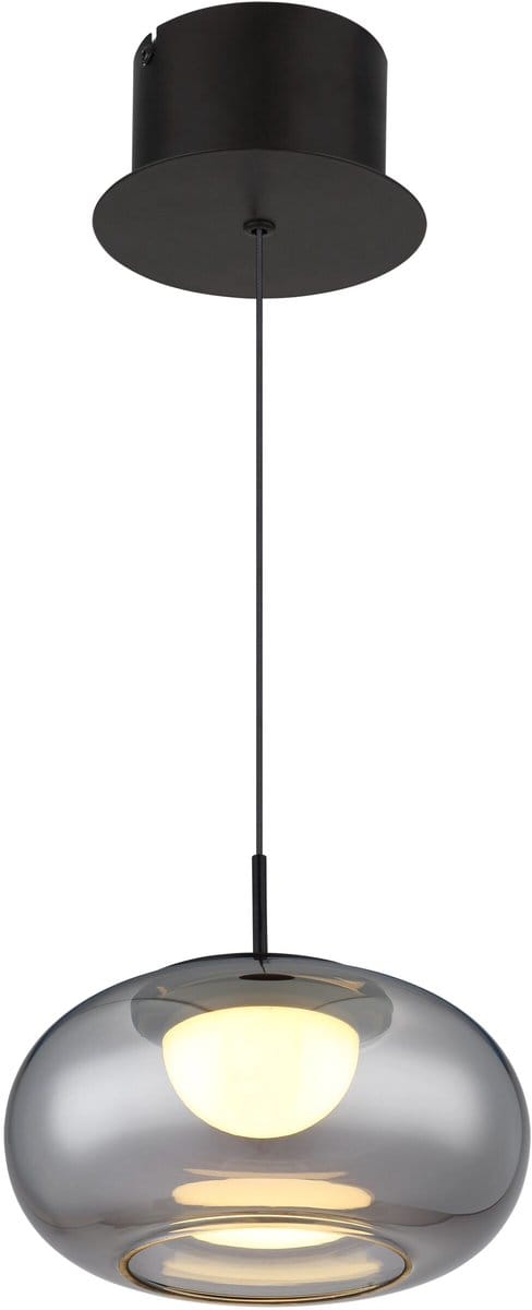 Globo - hanglamp - QUINTARA - zwart - glas - Ø 20cm - LED - 15744H