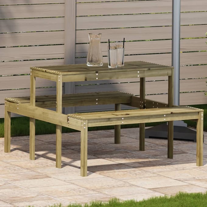 vidaXL - Picknicktafel - 110x134x75 - cm - geïmpregneerd - grenenhout