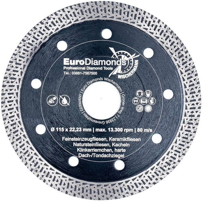 Diamantslijpschijf 115mm Turbo Segment voor Tegels Steen en Beton
