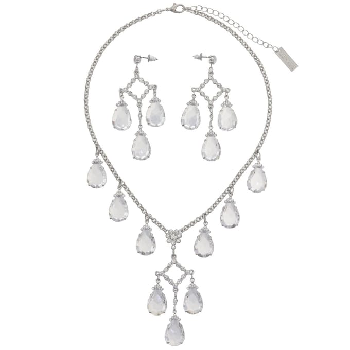 Behave – Statement Sieradenset – Transparant Kristal – Gala – Elegant – Nikkelvrij