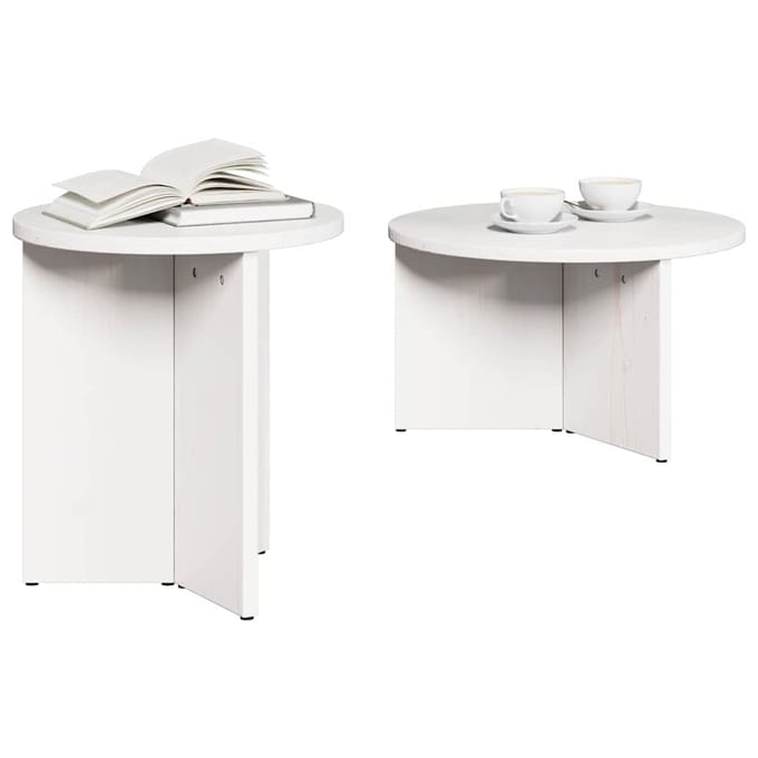 vidaXL - Salontafel - 2 - st - Wit - 49 - x - 49 - x - 28 - cm - Massief - grenenhout