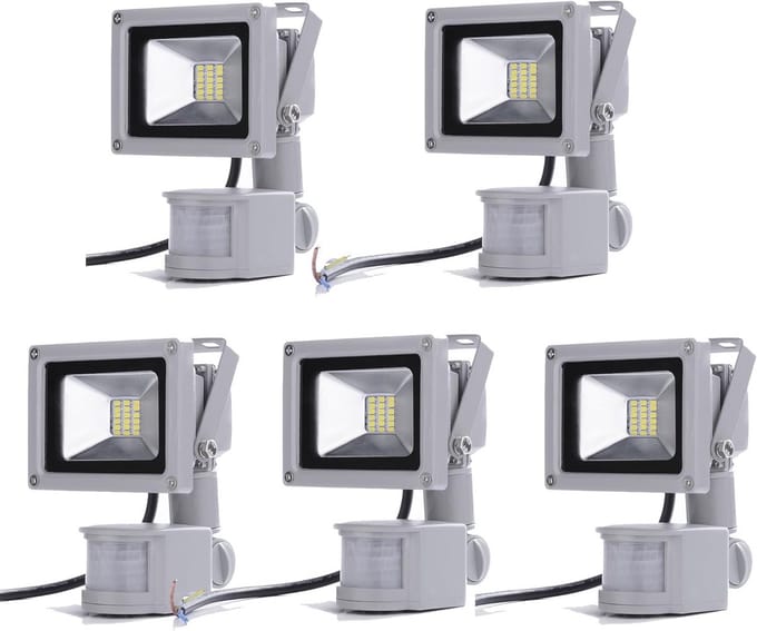 5x LED Buitenlamp met Bewegingsmelder 20W Koel Wit 6000K IP65 Waterdicht Krachtige Schijnwerper