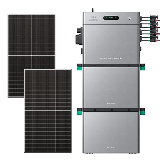 Zendure SolarFlow 2400 Pro - SolarFlow 2400 Pro (2.4 kWh) / 2*AB3000L (5.76 kWh) / 2*515W Bifacial Panel  (1300Wp Max)