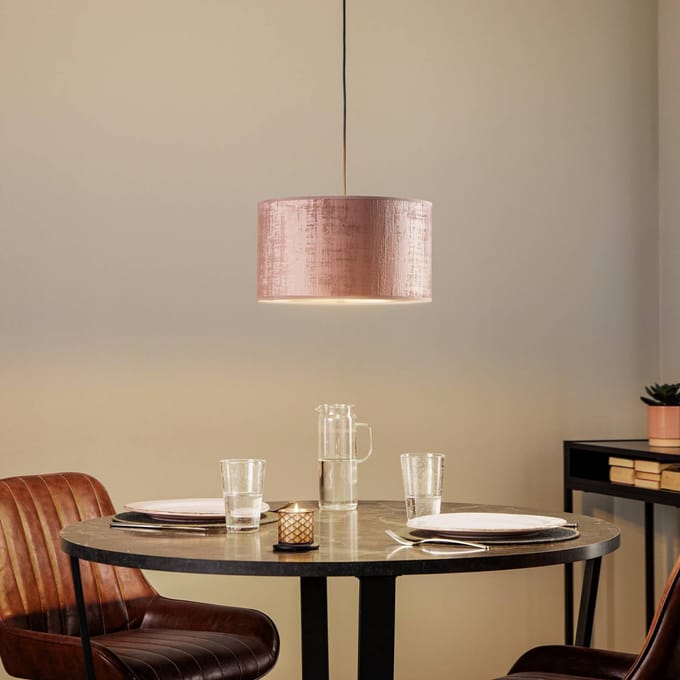 EMIBIG LIGHTING Hanglamp Jari stoffen kap 1-lamp, roségoud
