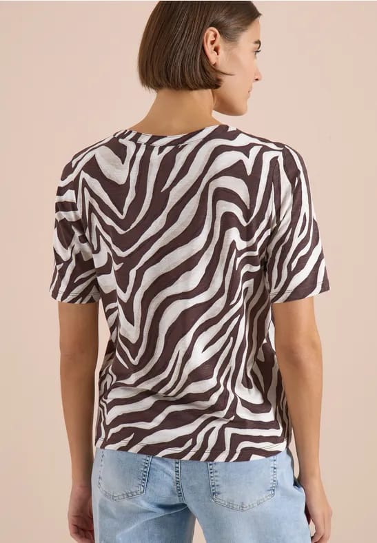 Shirt met gespleten hals met print