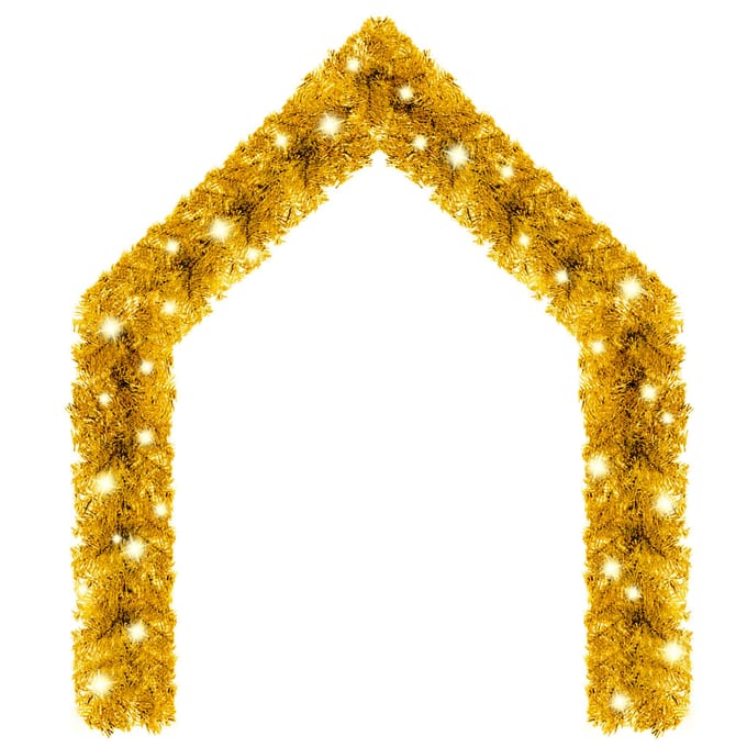 vidaXL - Kerstslinger - met - LED-lampjes - 5 - m - goudkleurig