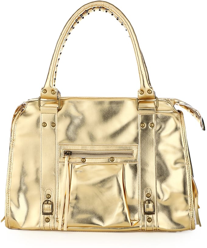 Bijoutheek Tas Multi Pocket Bag Fringe Slierten City Bag Groot Metallic Brown