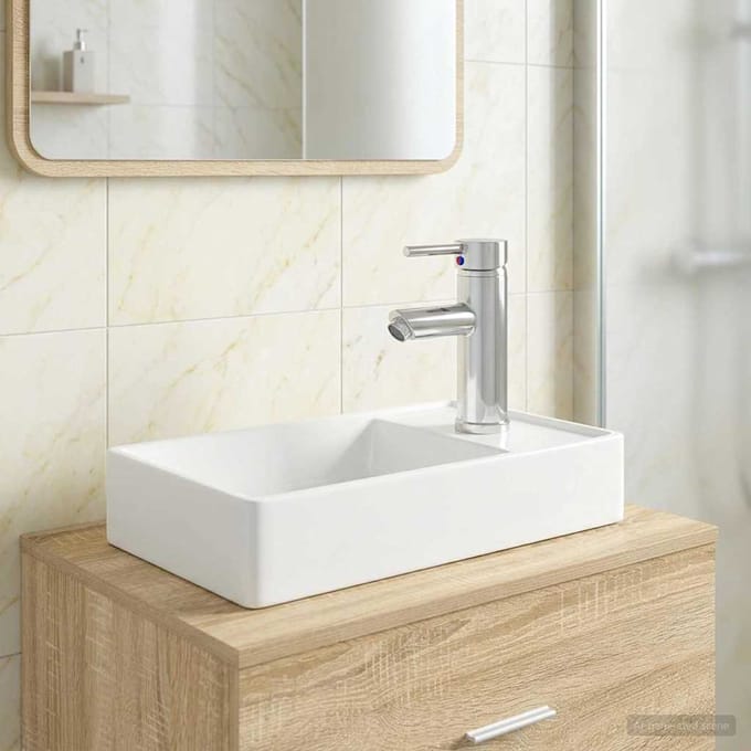 vidaXL - Badkamer - wastafel - Chroom - 40,5 - x - 22,5 - x - 11,5 - cm - Keramiek
