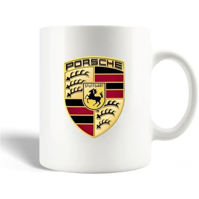 Mug en Céramique - Porsche - Voiture - 30cl - Blanc - Compatible Lave-Vaisselle