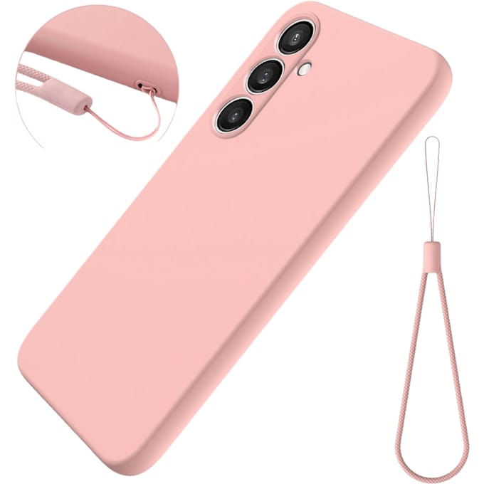 Mocaa Samsung Galaxy S24 FE Smooth Siliconen Hoesje Met Koord Roze